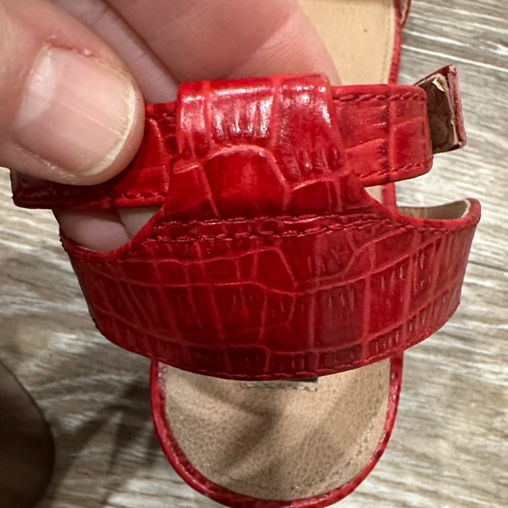 Aqua Red Croc-Patterned Heels - Picture 13 of 14